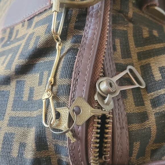 Fendi Zucca FF Canvas Leather Boston 45 Travel Bag. - Picture 5 of 16